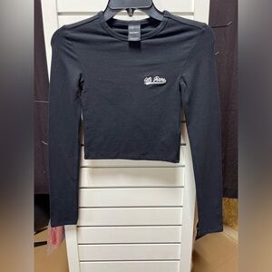 Iets Frans Black Cropped Shirt- Size XS